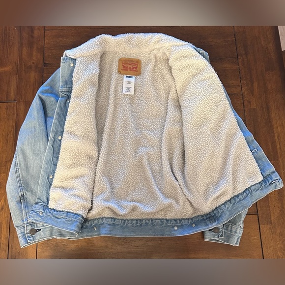 Levi’s Trucker Jacket Sherpa Lined Youth Lg Women’s Sz XS/S EUC Western Cowgirl - Picture 3 of 6